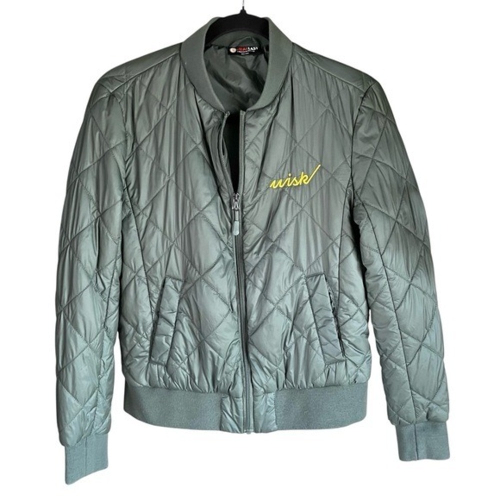 Heatlast Women's Quilted Packable Bomber Jacket Size Small Olive Green Oversized